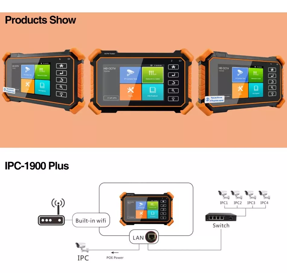Probador Hd Cctv Ip, 4 Ips Touch Screen, All In One