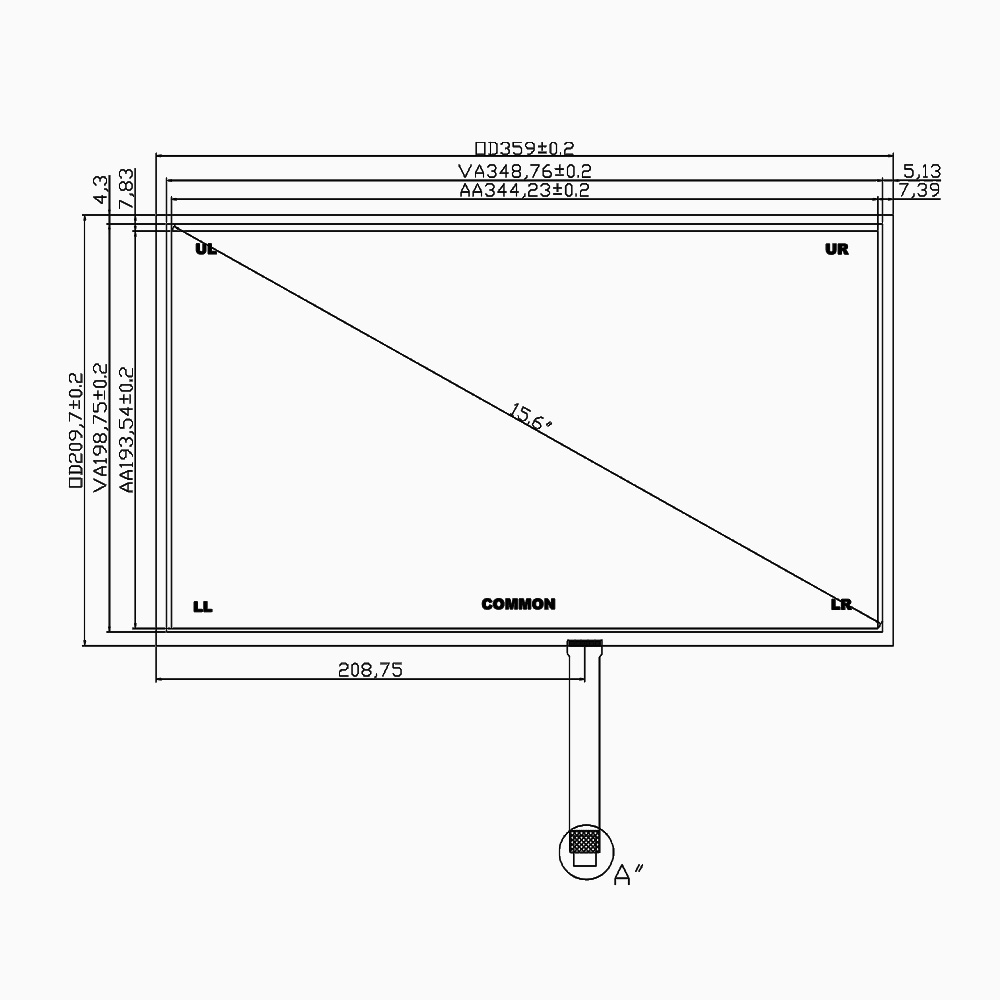 15.6" 5-wire Resistive Touch Panel