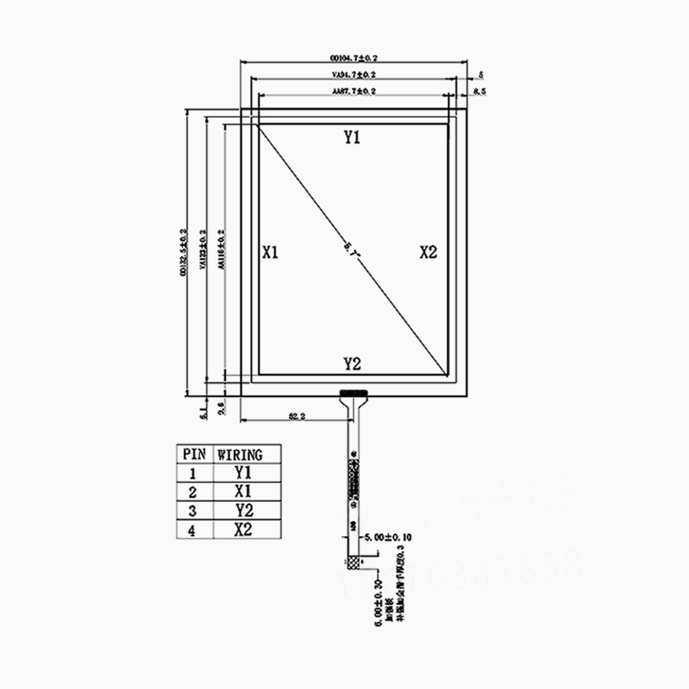 5.7‘’  4-wires Resistive touch Panel for Blocks UV rays