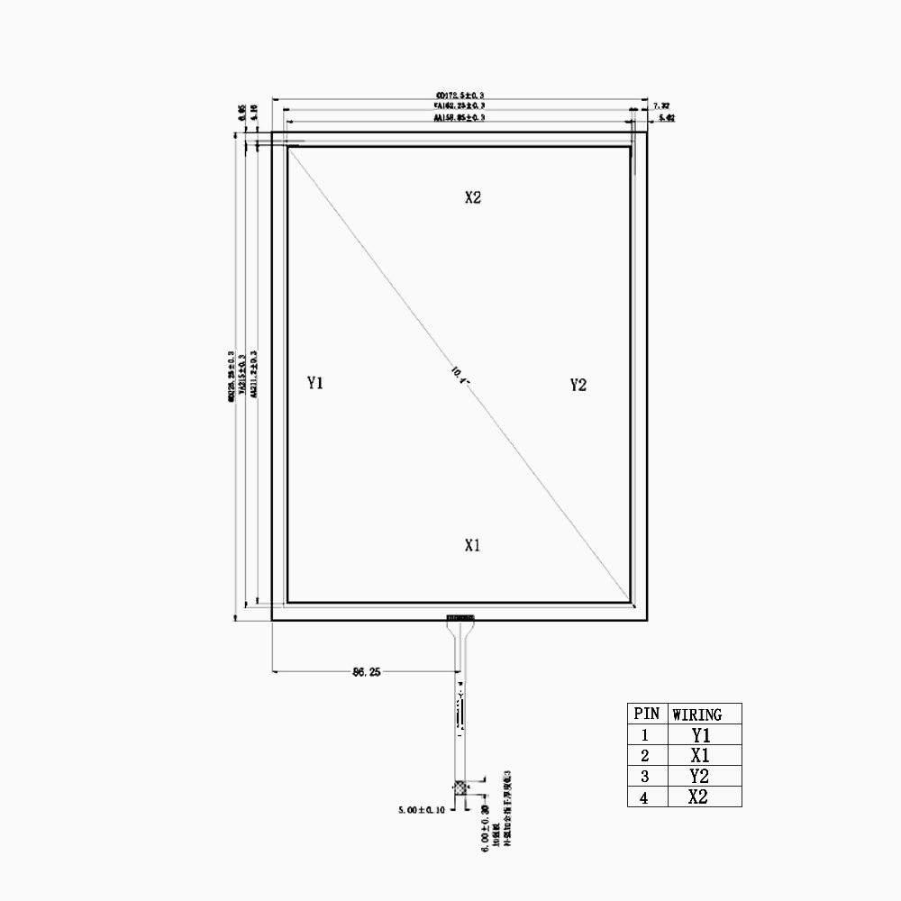 10.4‘’  4-wires Resistive touch Panel for industrial HMI