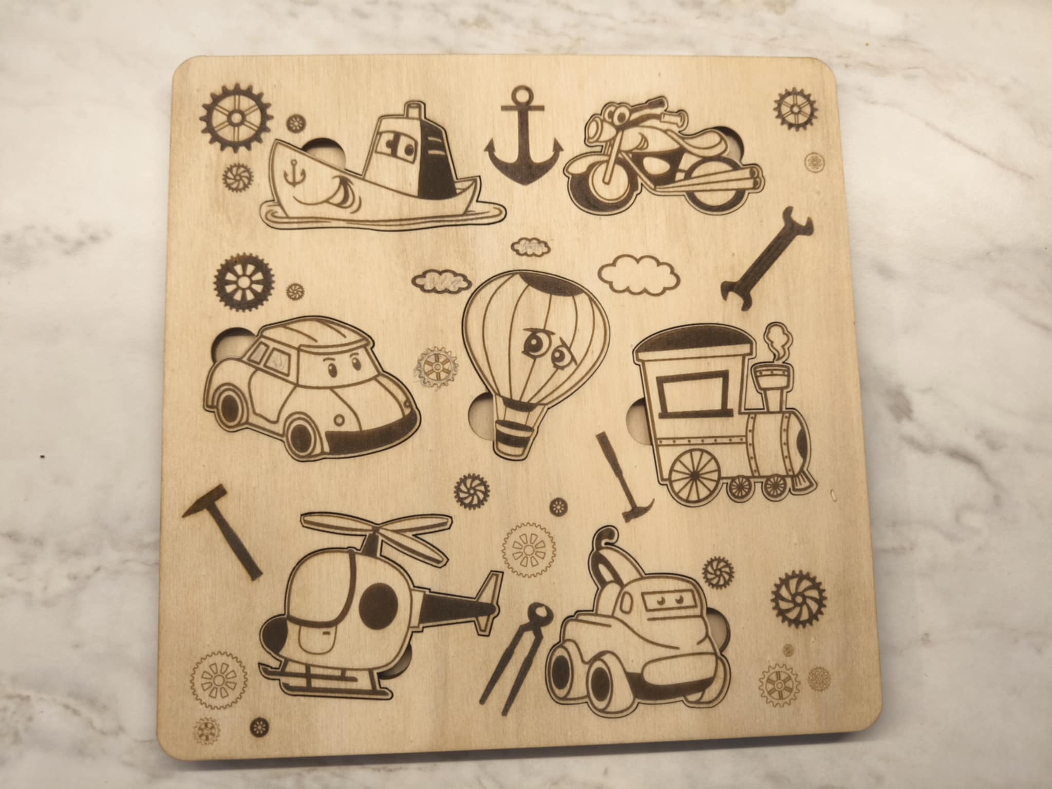 Medinė dėlionė - transporto priemonės