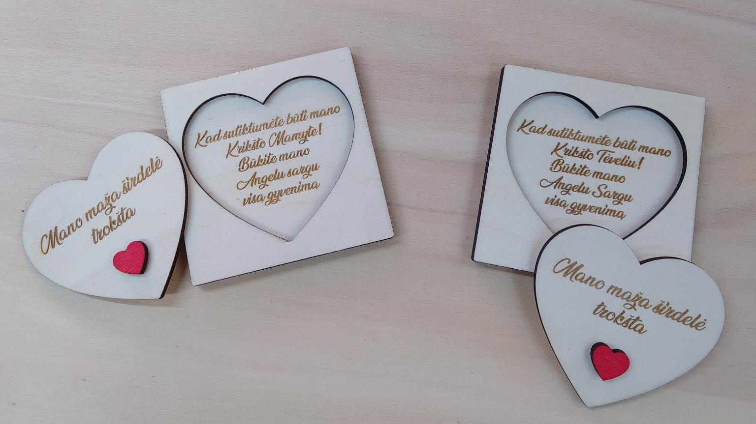 Medinė širdelė su užrašu