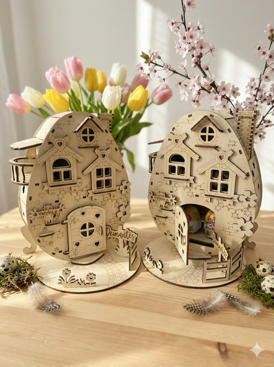 Personalizuotas medinis Velykinis namelis