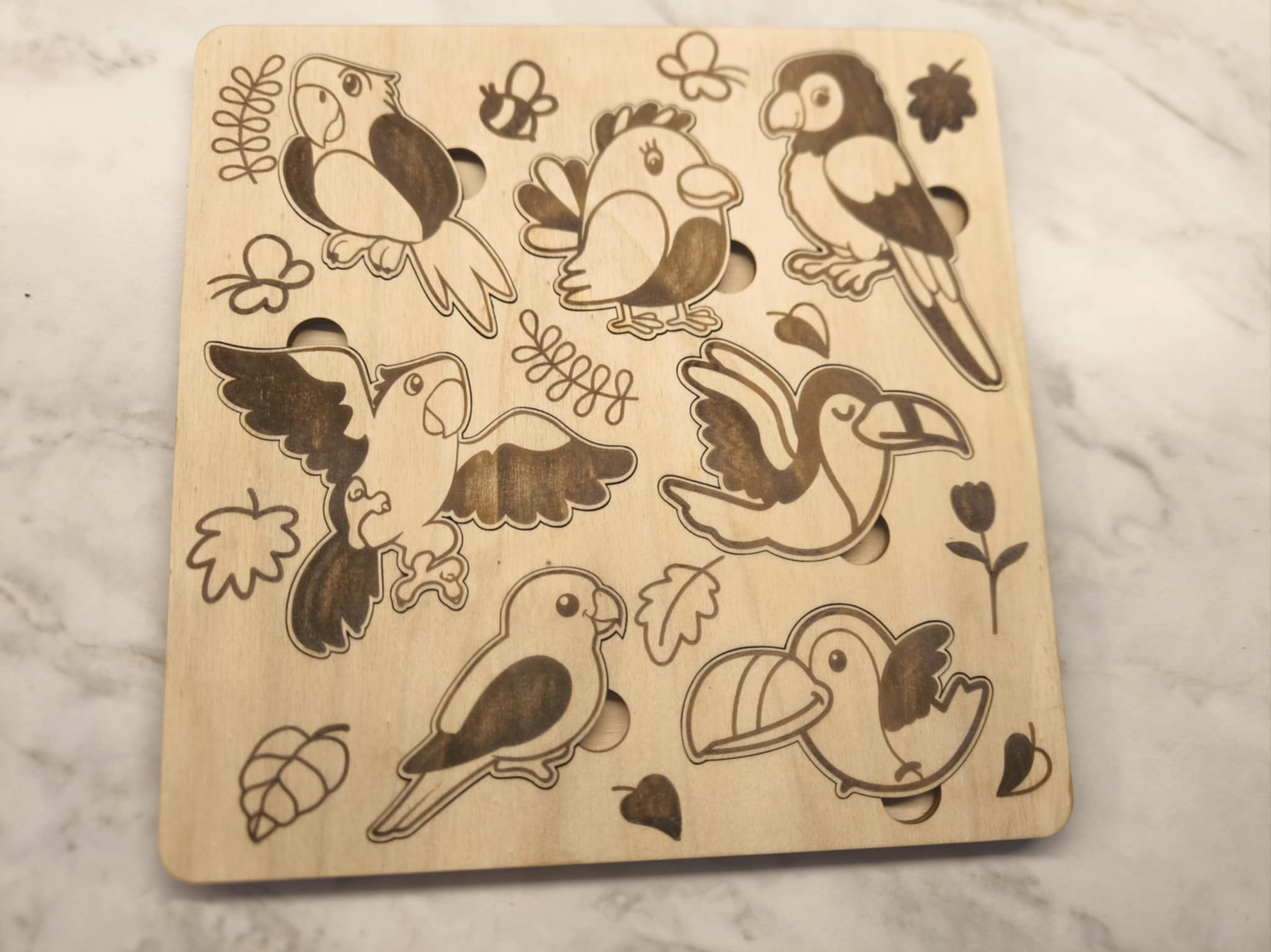 Medinė dėlionė - paukščiukai