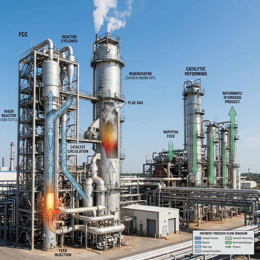 Catalytic cracking and reforming