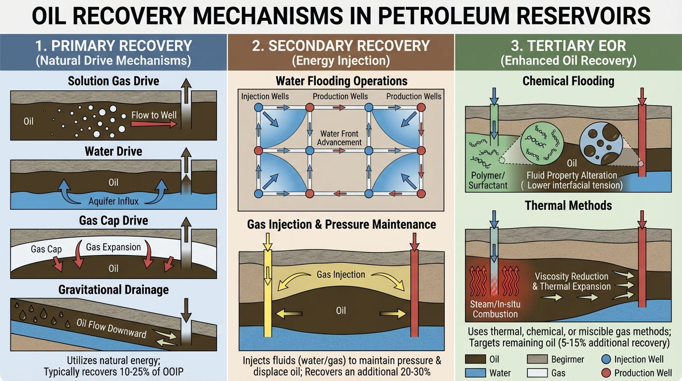 Management of Oil Recovery Mechanisms