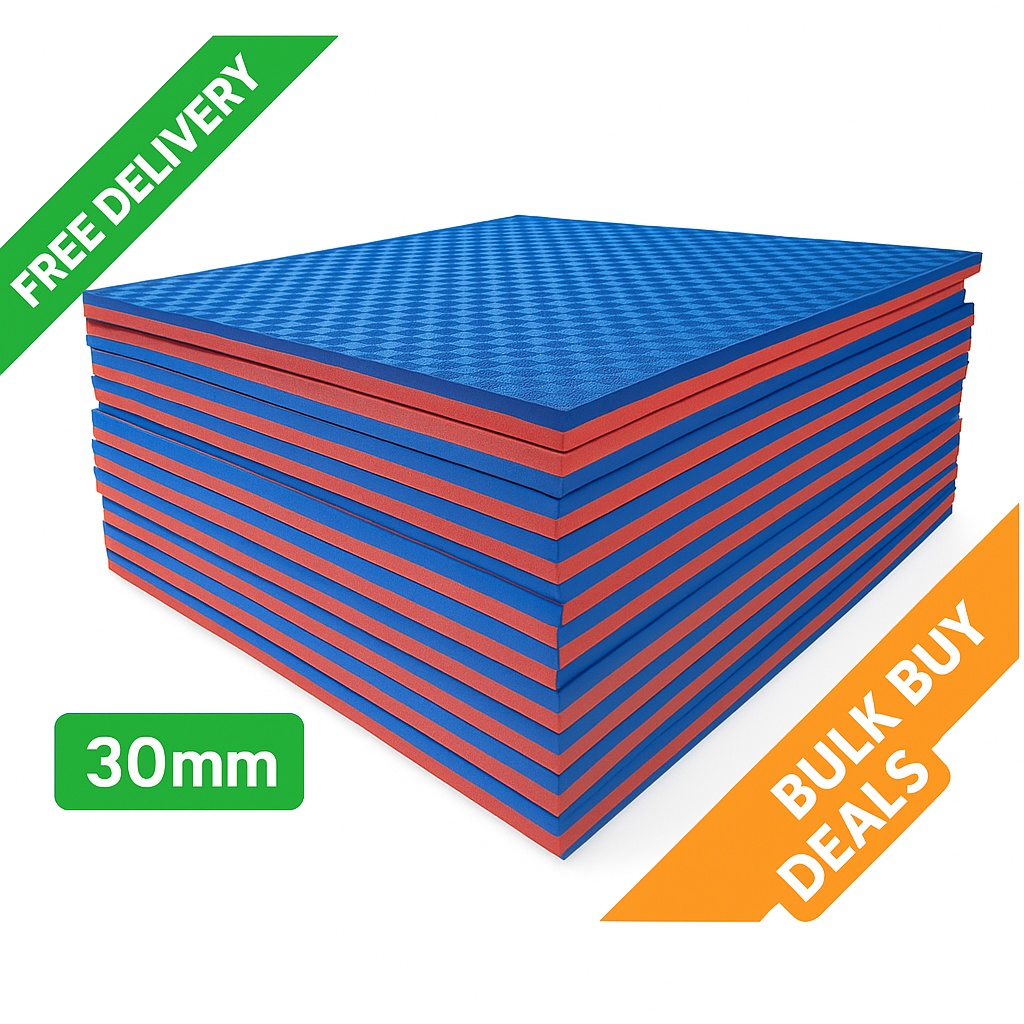 Blue/Red Tatami Mats – 30mm Thickness – Free UK Delivery