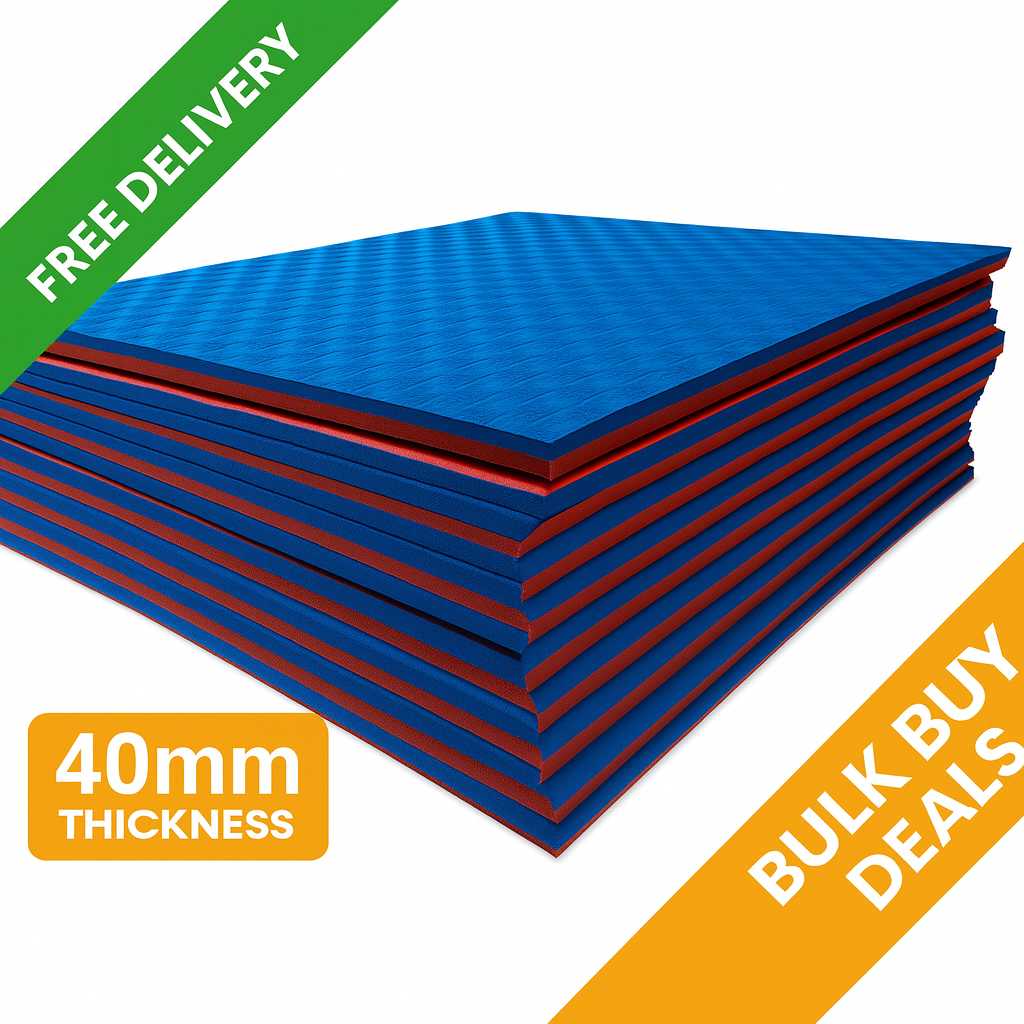Blue/Red Tatami Mats – 40mm Thickness – Free UK Delivery