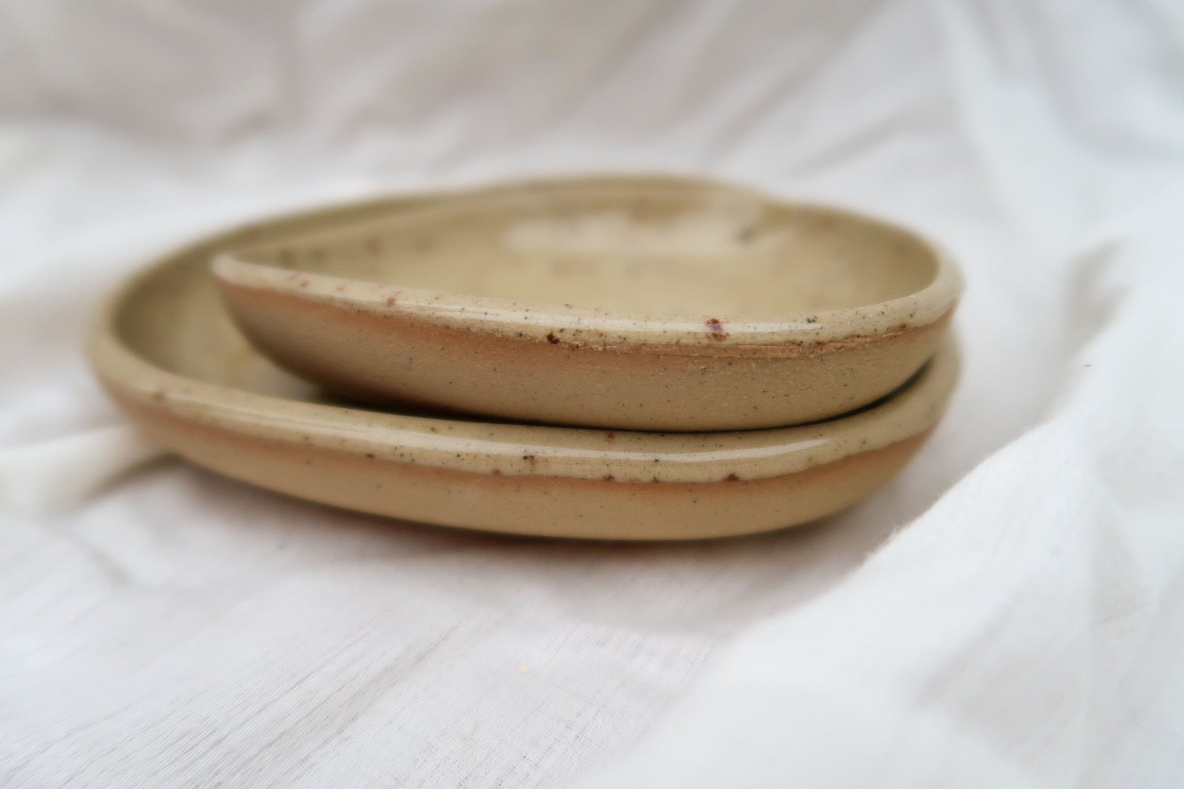 Duo set schaaltjes beige