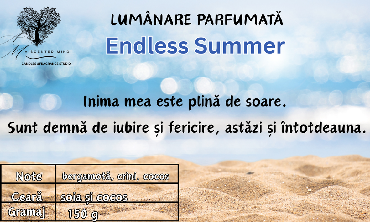 Lumânare parfumată "Endless Summer"- bergamotă, crini, cocos-150g
