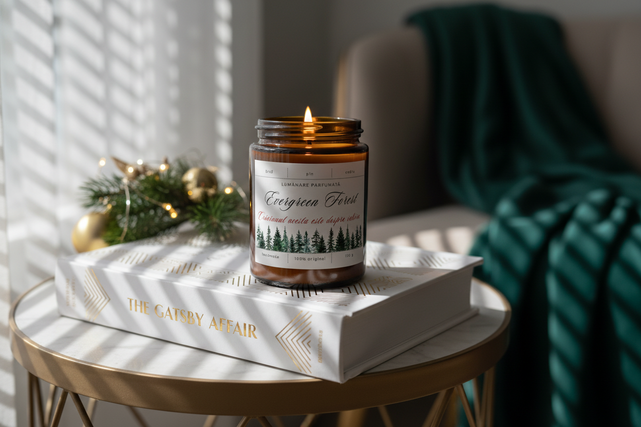 Lumânare parfumată "Evergreen forest"- brad,pin,cedru  -150g