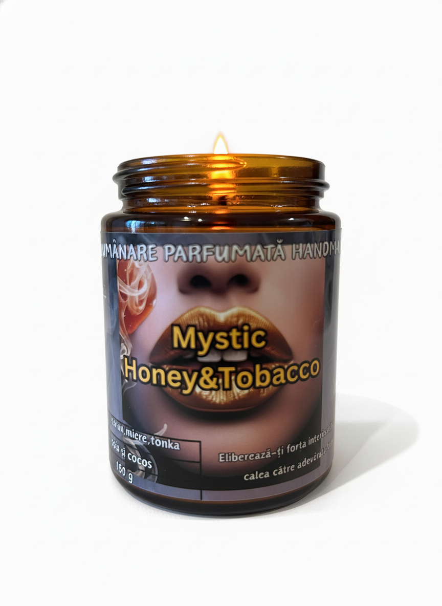 Lumânare parfumată "Mystic Honey&Tobacco"- tutun,miere,tonka -150g