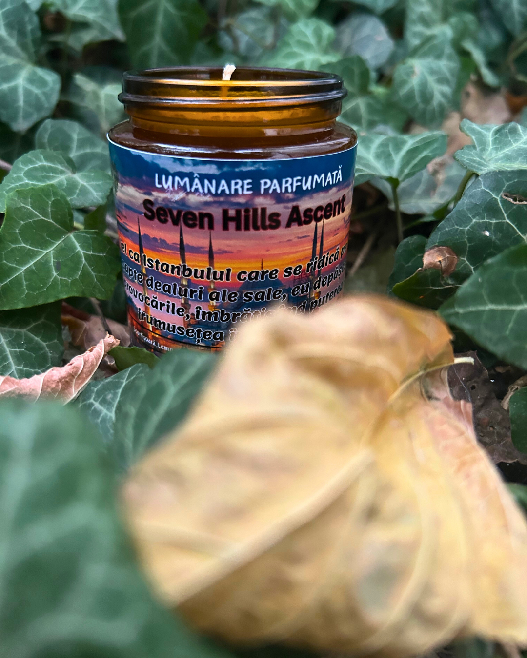 Lumânare parfumată "Seven Hills Ascent"- Scorțișoară,Lemn de guaiac,tonka-150g