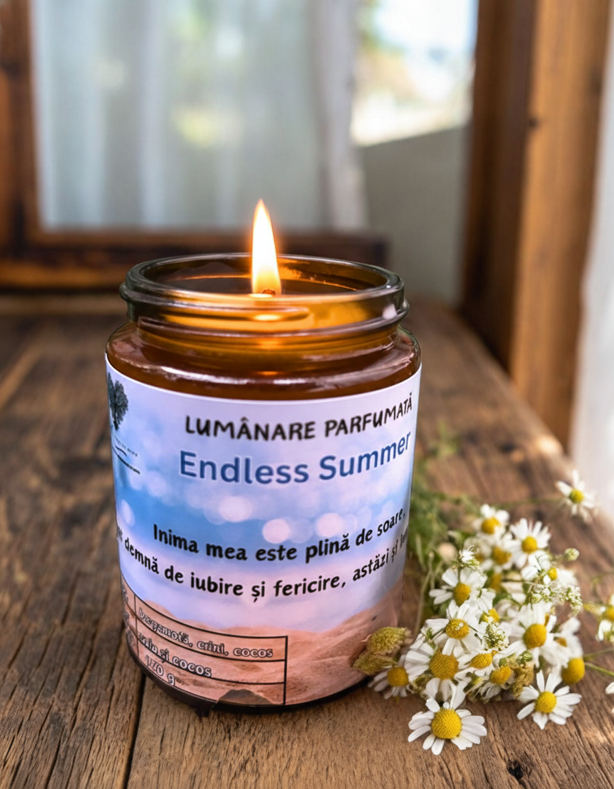 Lumânare parfumată "Endless Summer"- bergamotă, crini, cocos-150g