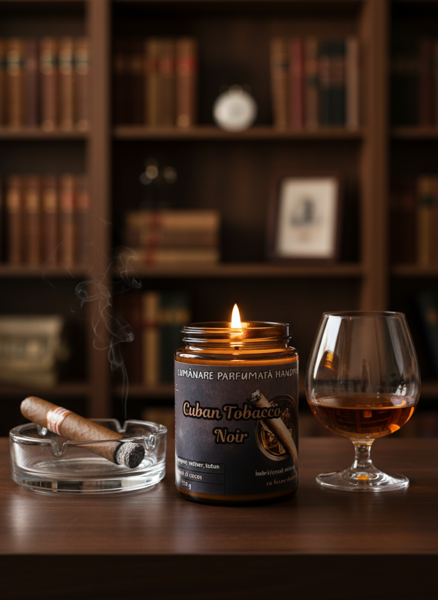 Lumânare parfumată "Cuban Tobacco Noir"- cognac,vetiver,tutun -150g