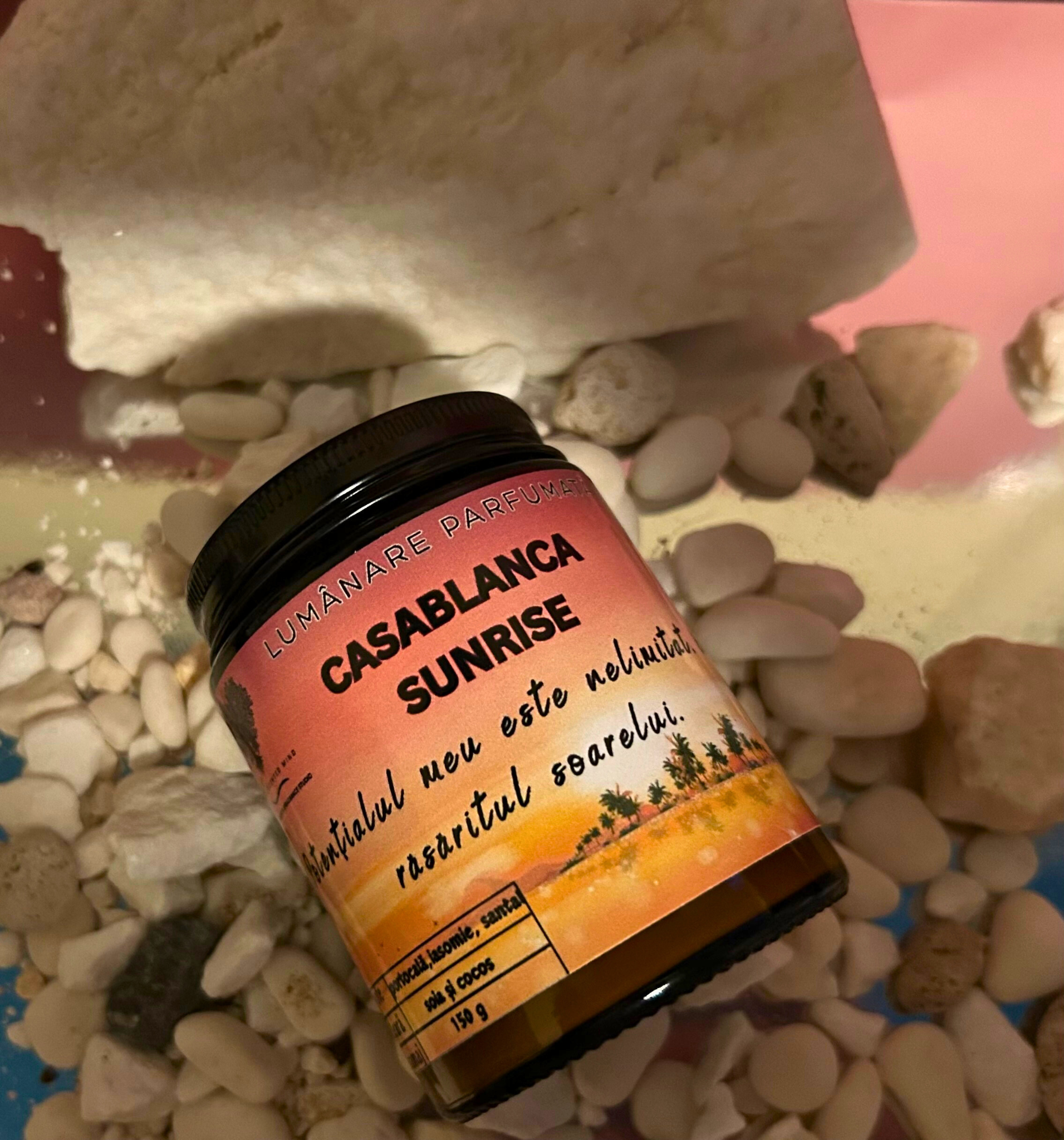 Lumânare parfumată "Casablanca Sunrise"- portocală, iasomie,santal-150g