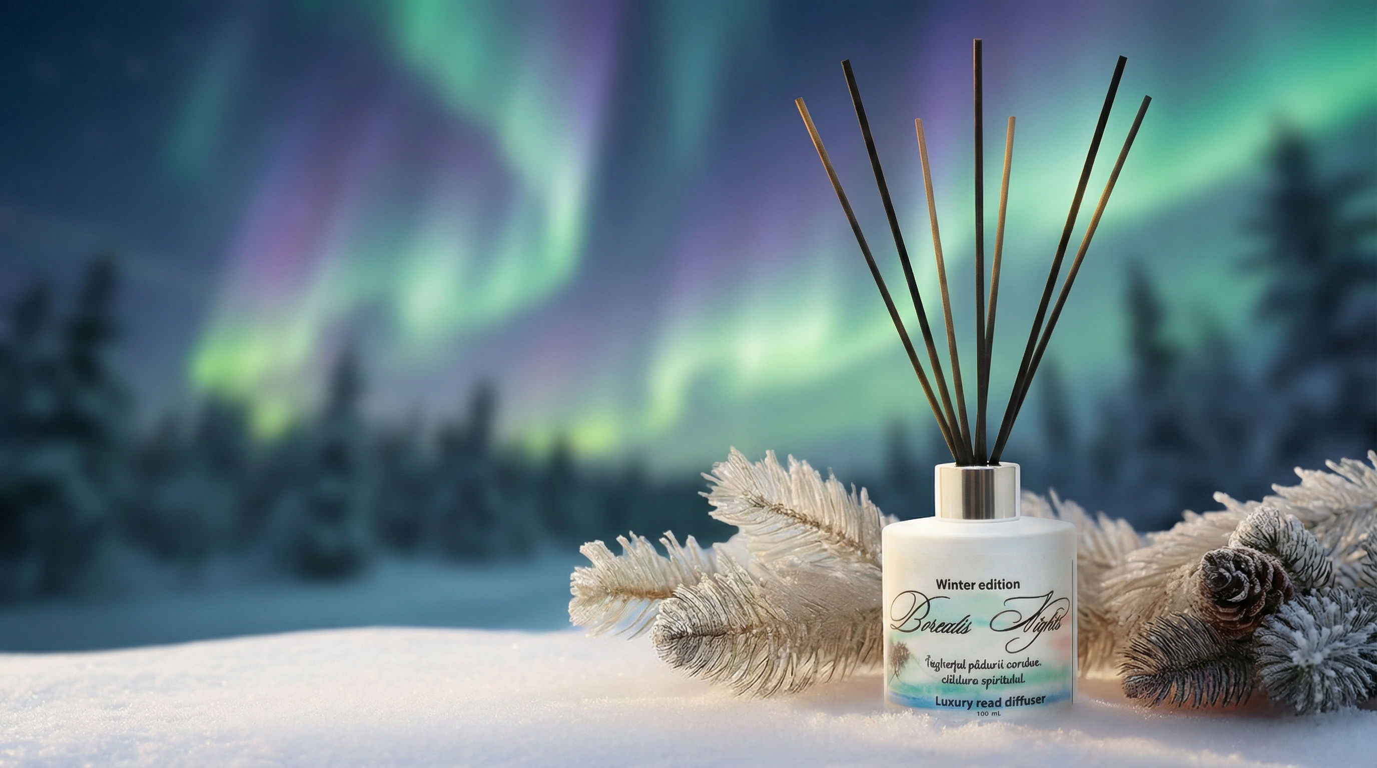 Odorizant de cameră cu bețișoare,Borealis Nights, 100 ml