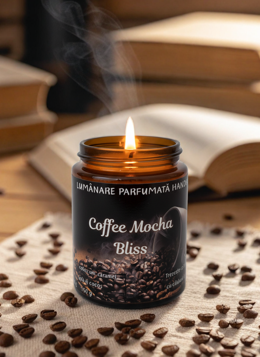 Lumânare parfumată "Coffee Mocha Bliss"- cocos, unt,caramel -150g
