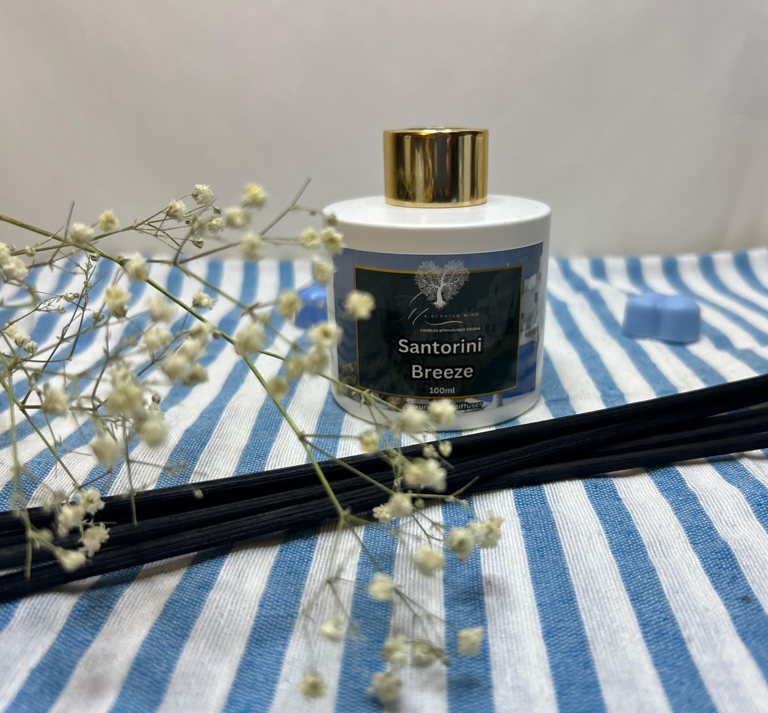 Odorizant de cameră cu bețișoare,Santorini Breeze, 100 ml