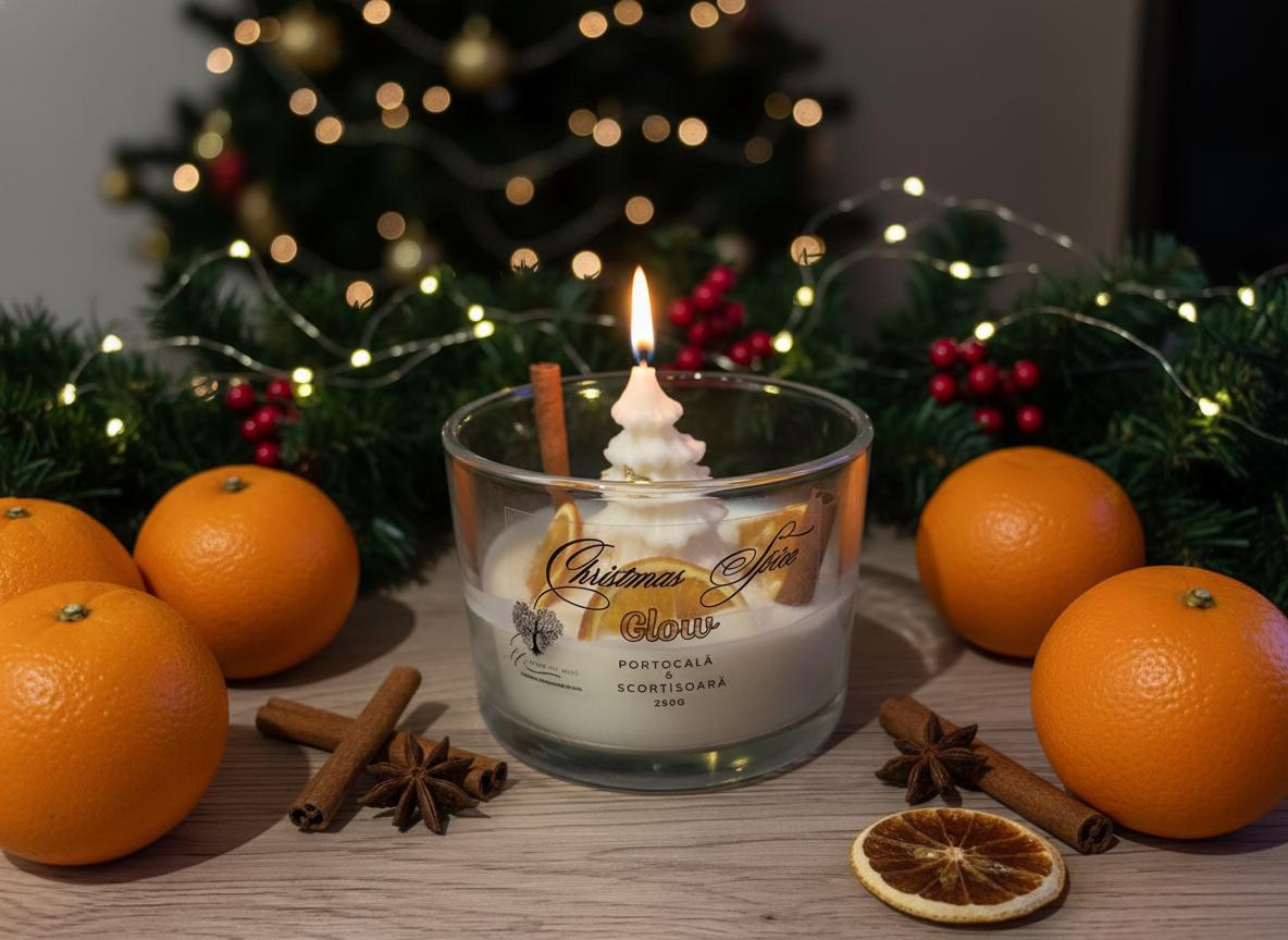 🌟 Lumânare Decorativă Christmas Spice Glow 🌟