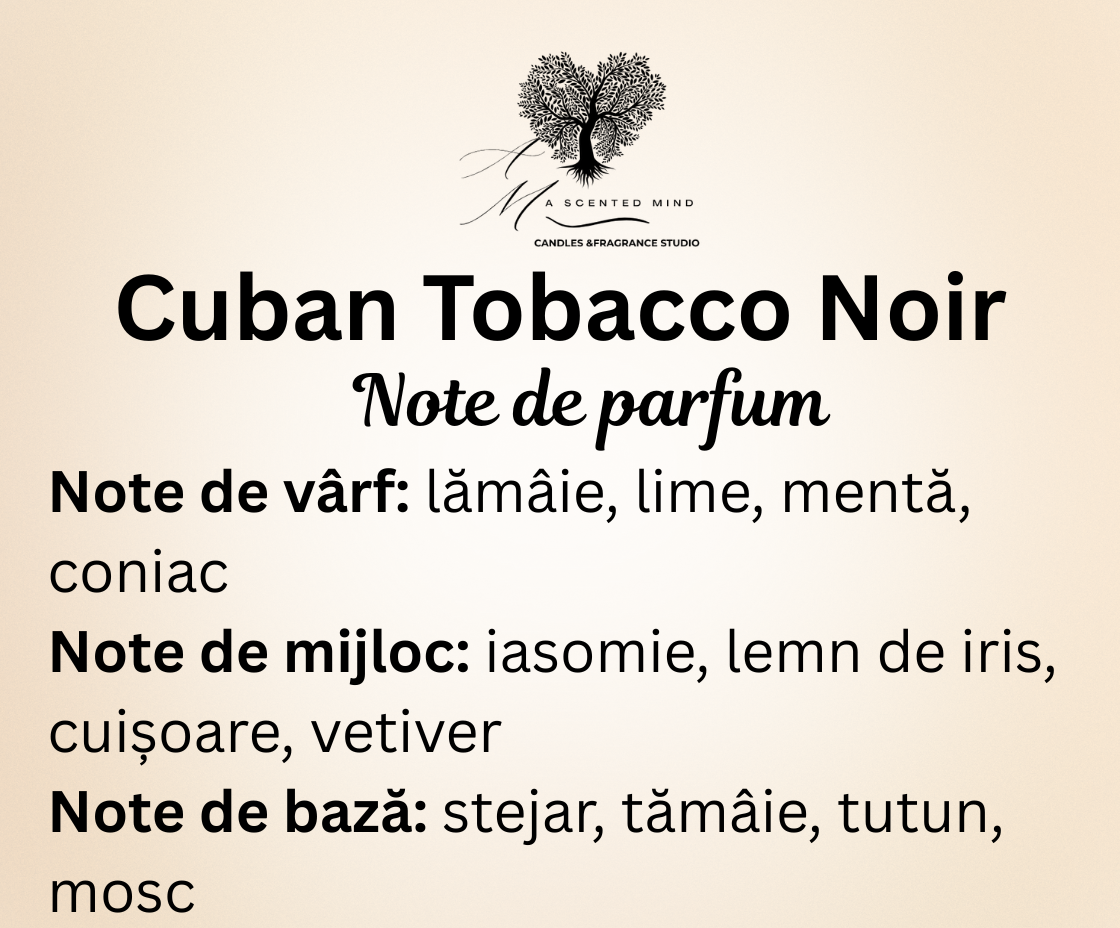 Lumânare parfumată "Cuban Tobacco Noir"- cognac,vetiver,tutun -150g