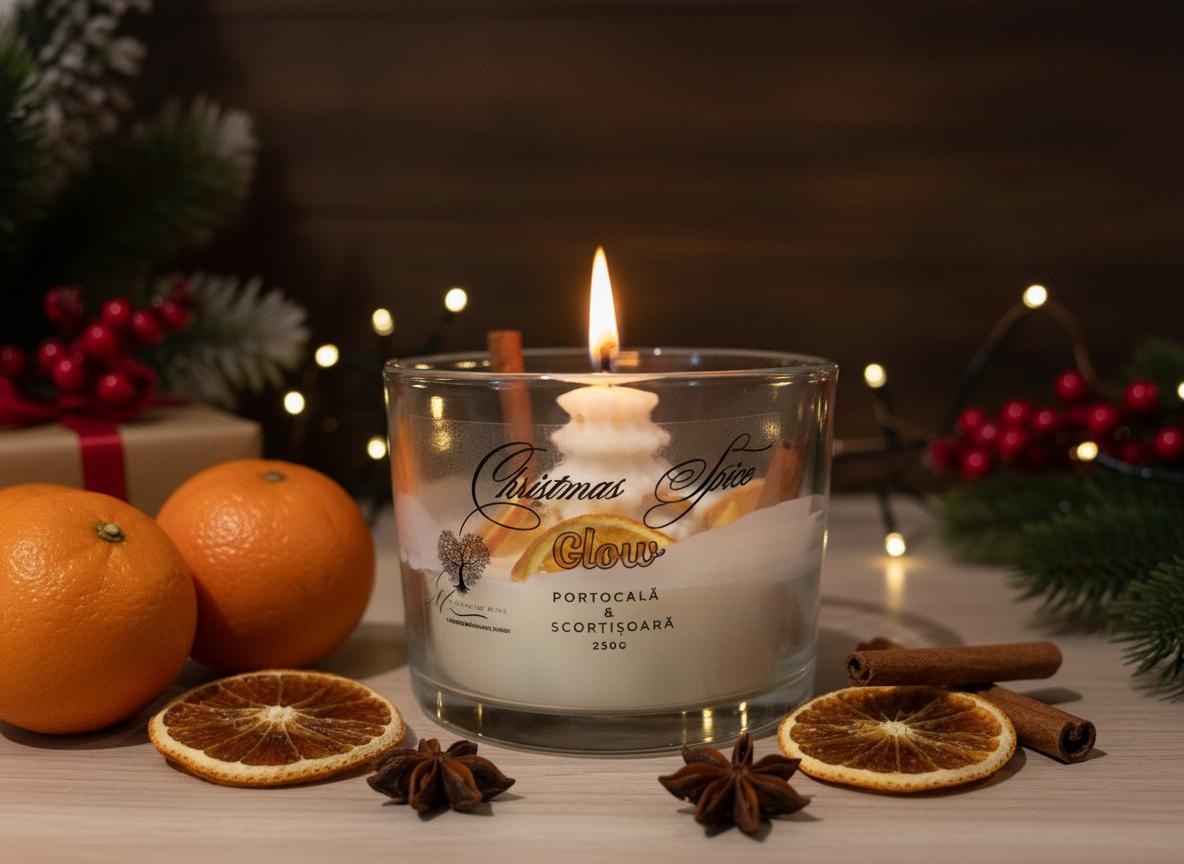 🌟 Lumânare Decorativă Christmas Spice Glow 🌟