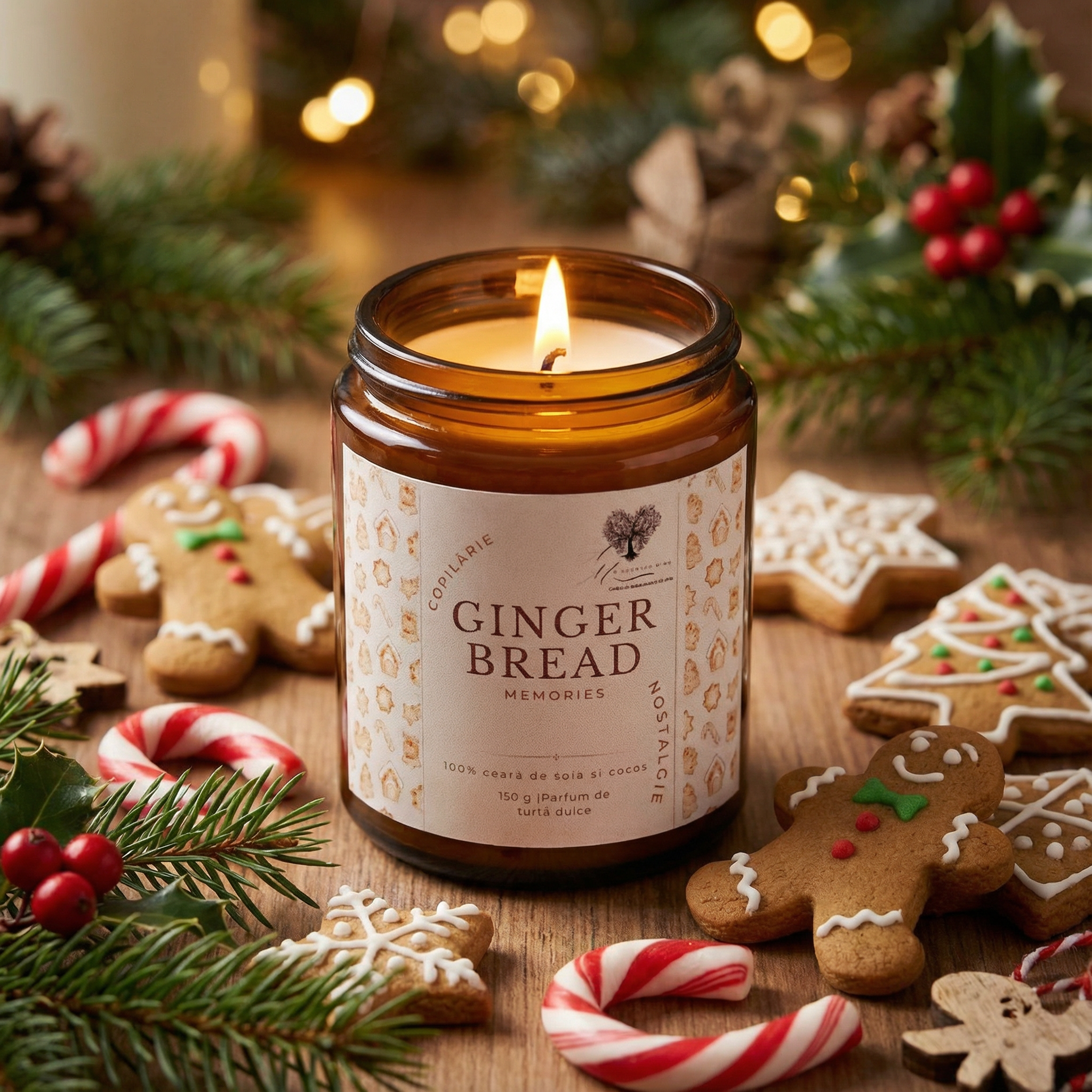 Lumânare parfumată "Gingerbread Memories"-anason,turta dulce, caramel-150g