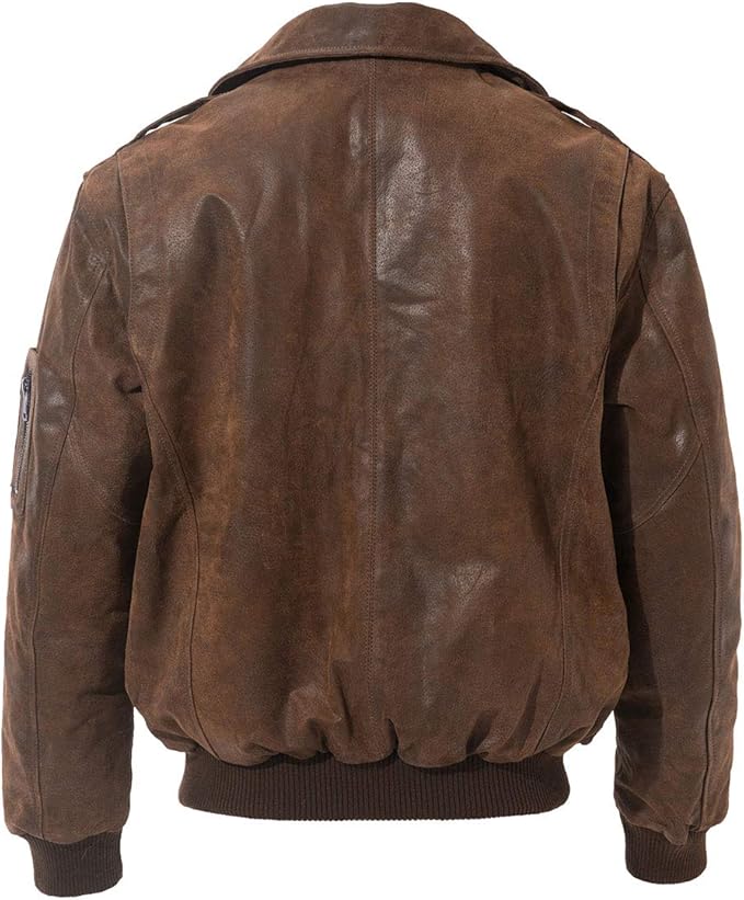 Men's Leather Flight Bomber Jacket Air Force Aviator