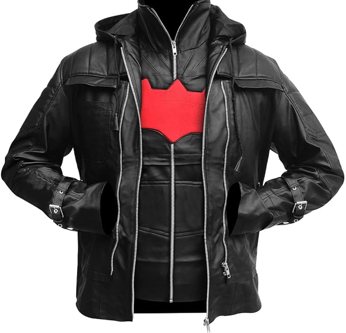 Handmade New Batman Customiez Leather Jacket, Huddy Motorbike Jacket For Men's
