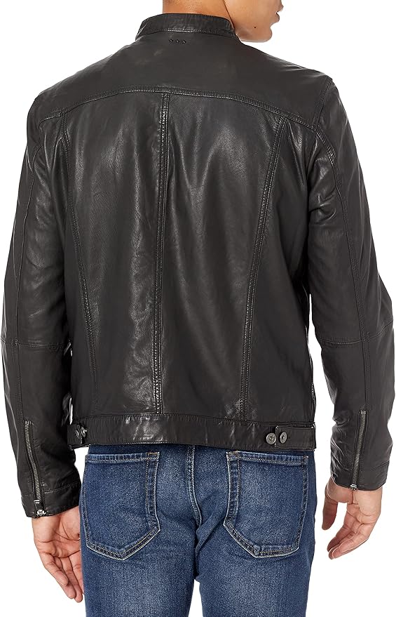 NWT John Varvatos Black Leather Racer Jacket