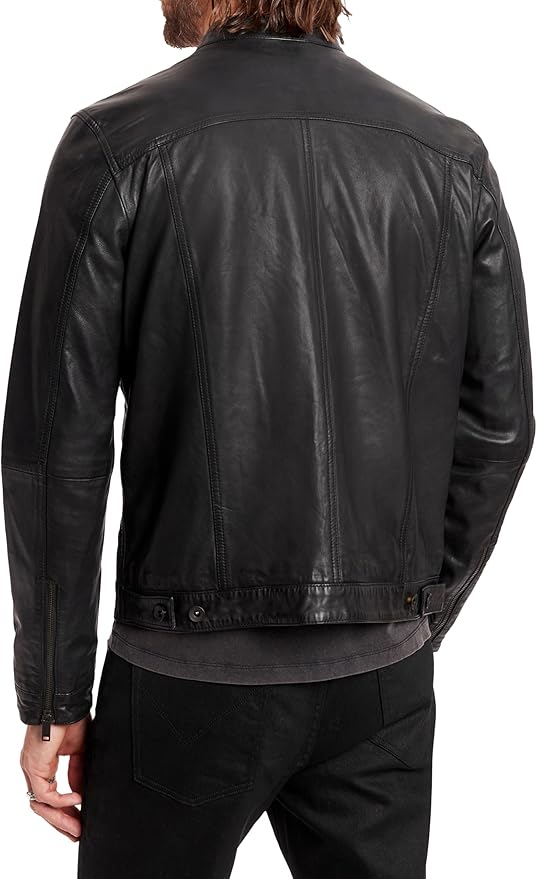 NWT John Varvatos Black Leather Racer Jacket