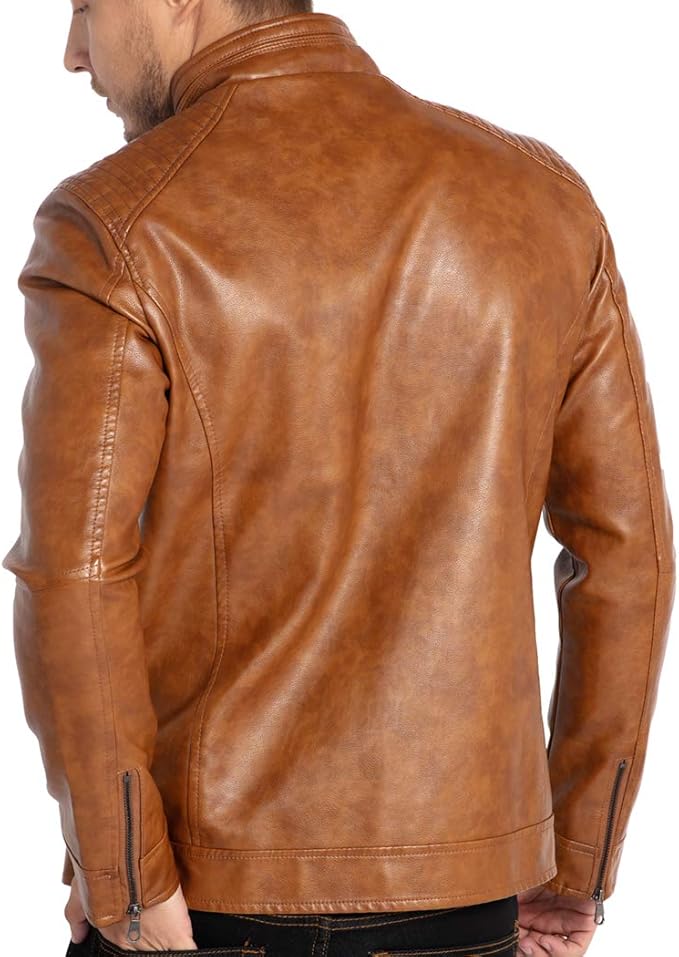 Men's Brown Faux Leather Jacket