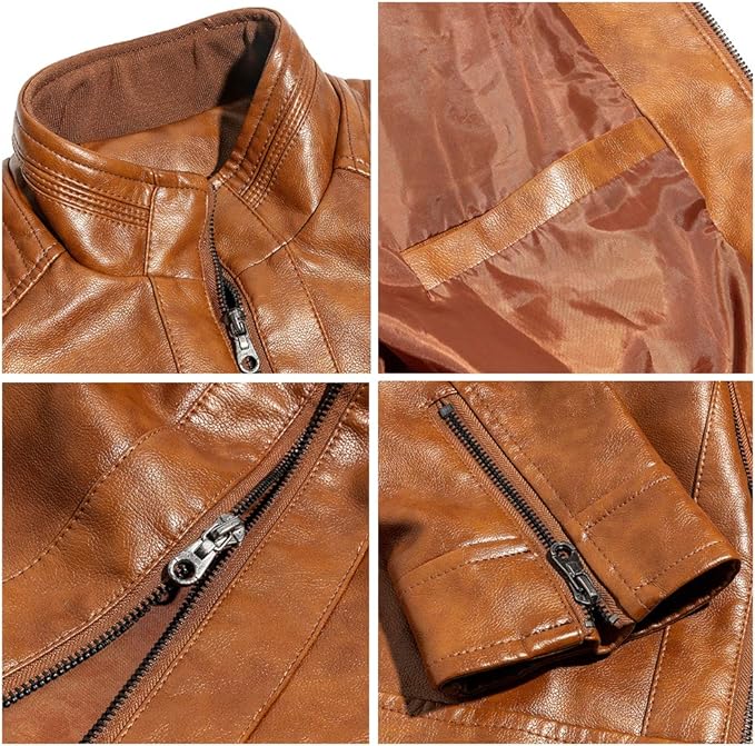 Men's Brown Faux Leather Jacket