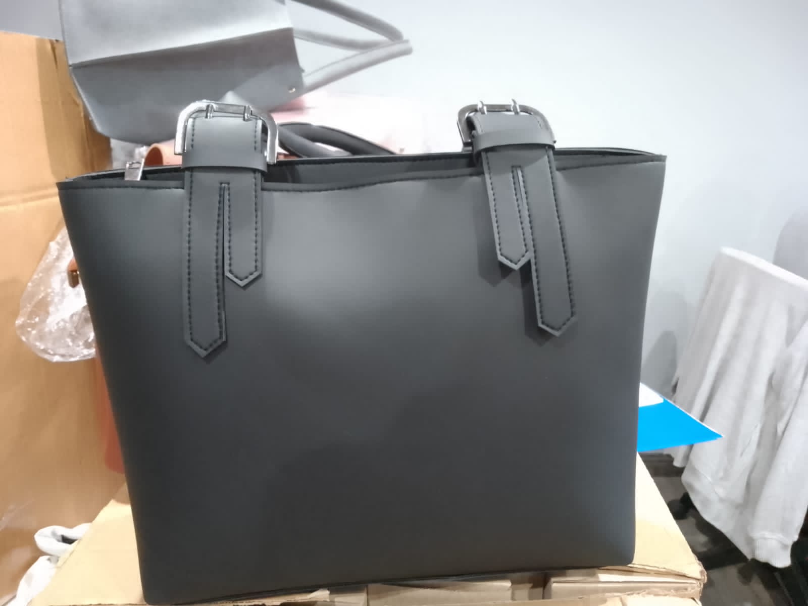 Black Leather Tote Hand Bag