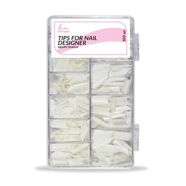 Tips for Nail Designer - White Square shape 500un.