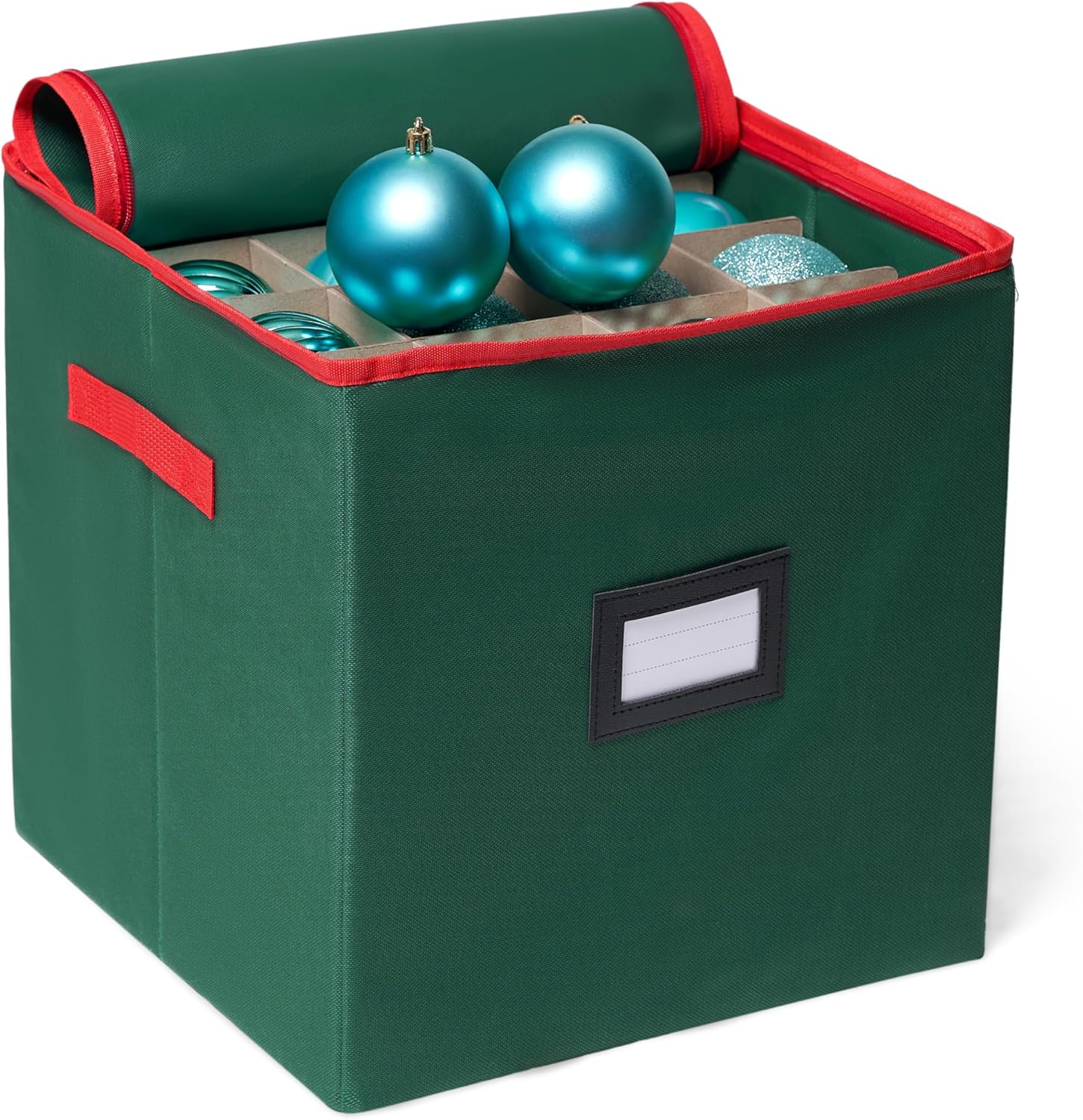 Joiedomi Christmas Ornament Storage Box with Adjustable Divider & Dual Zipper 