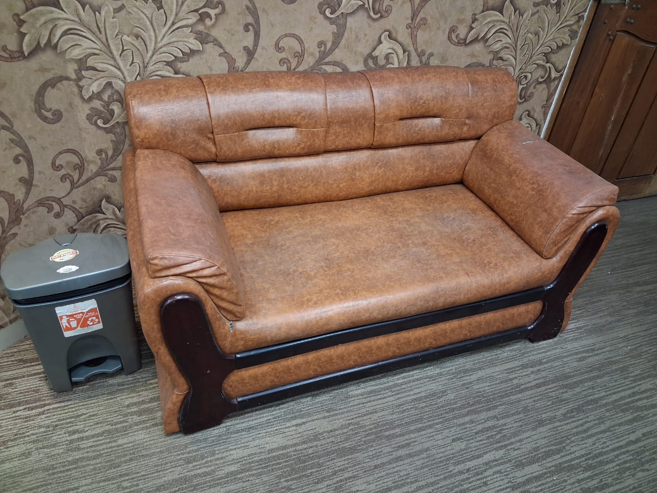 Brown Leatherette Sofa 