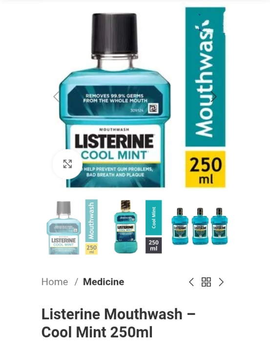 Listerine Mouthwash – Cool Mint 250ml