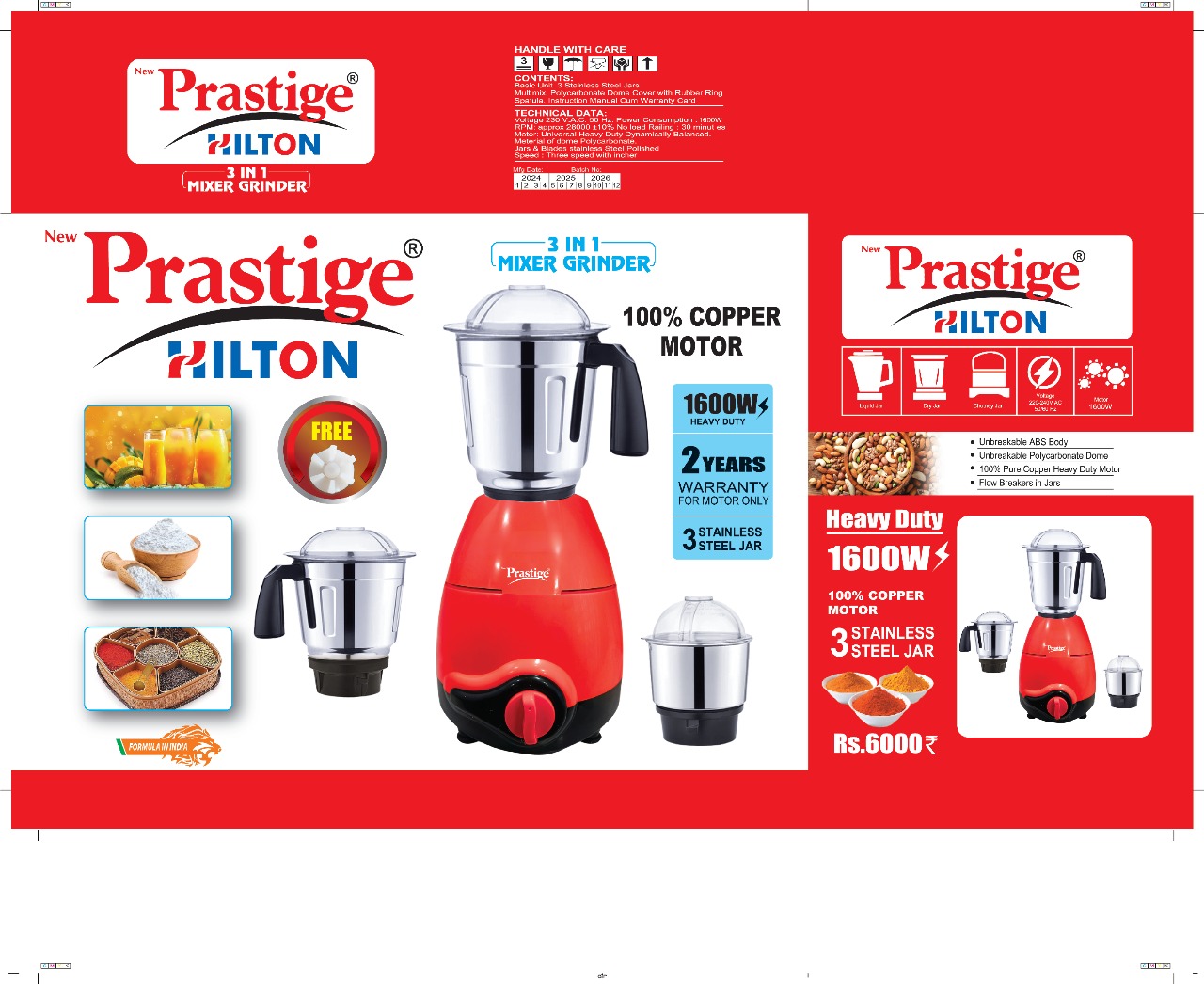 Prestige Hilton 3-in-1 Mixer Grinder