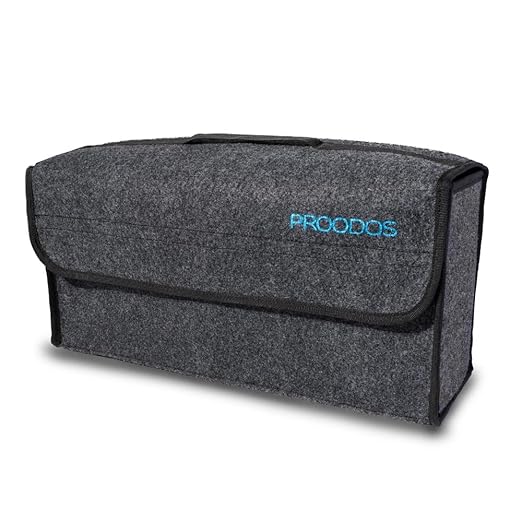 PROODOS Car Accessories Car Boot Organizer Suitable for All Vehicles Car Organizer Anti-Slip Car Trunk Organizer | Polyester | Black