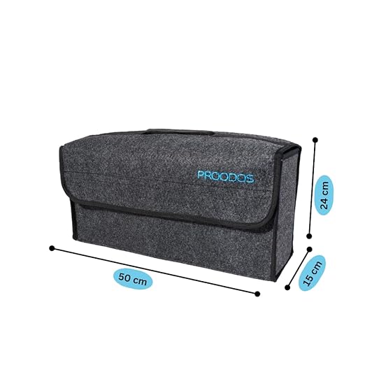 PROODOS Car Accessories Car Boot Organizer Suitable for All Vehicles Car Organizer Anti-Slip Car Trunk Organizer | Polyester | Black