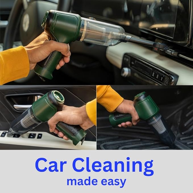 PROODOS Portable Car Vacuum Cleaner with Blower Wireless Car Accessories | 7000Pa Suction Power | 2-in-1 Vacuum & Blower | 120W Power | 42000 RPM | 4000mAh Battery (Green) 6-Months Warranty