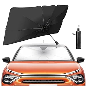 PROODOS Car Sunshade Umbrella | Car Accessories | Car Sun Shade Protector for Windshield | Car Umbrella Sun Shade Cover | 4 Layers UV Block Umbrella, Car Front Window Heat Insulation