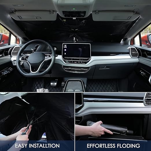 PROODOS Car Sunshade Umbrella | Car Accessories | Car Sun Shade Protector for Windshield | Car Umbrella Sun Shade Cover | 4 Layers UV Block Umbrella, Car Front Window Heat Insulation