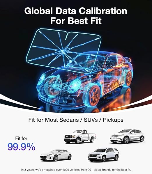 PROODOS Car Sunshade Umbrella | Car Accessories | Car Sun Shade Protector for Windshield | Car Umbrella Sun Shade Cover | 4 Layers UV Block Umbrella, Car Front Window Heat Insulation