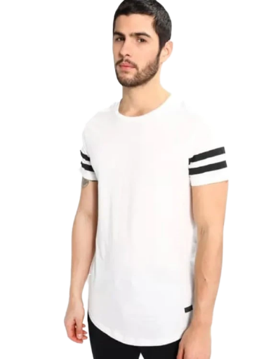White T-Shirt with Black Stripes