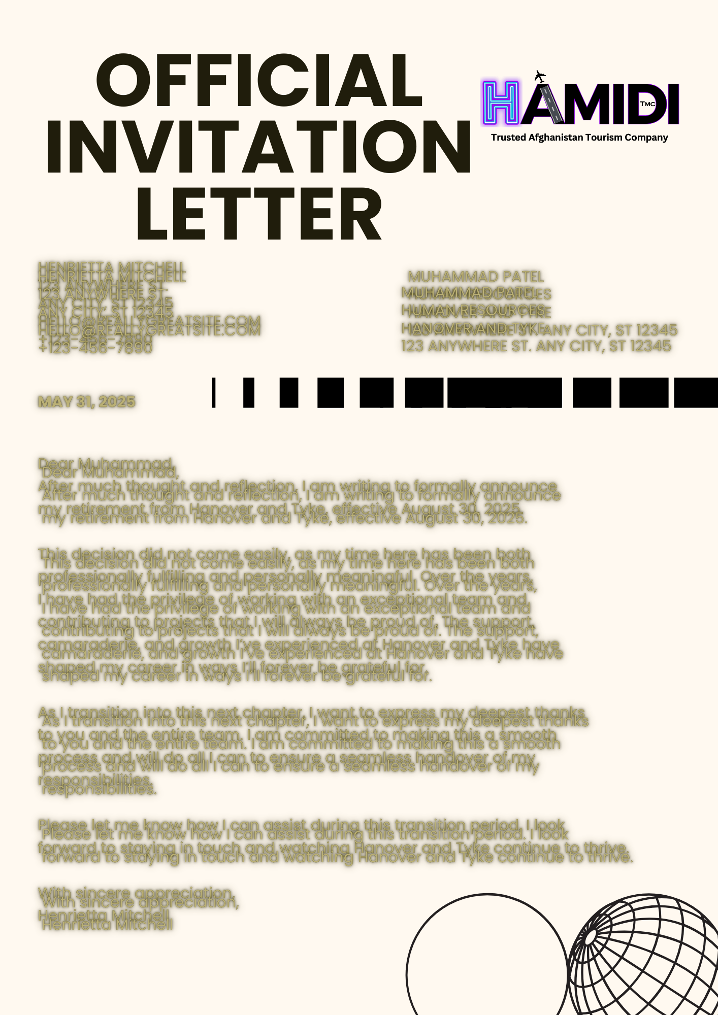 Afghanistan Official Invitation Letter
