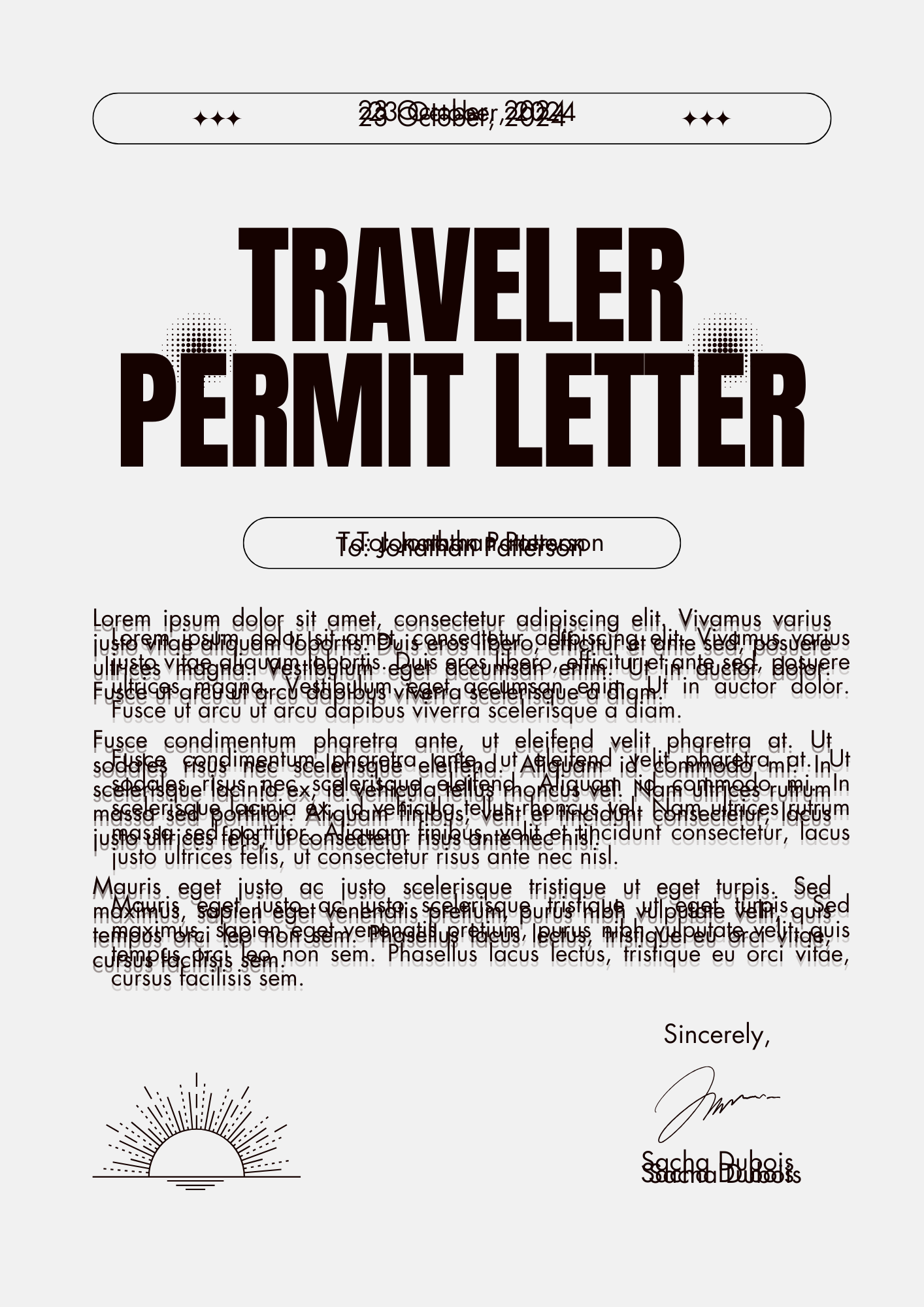 Afghanistan Official Traveler Permit Letter
