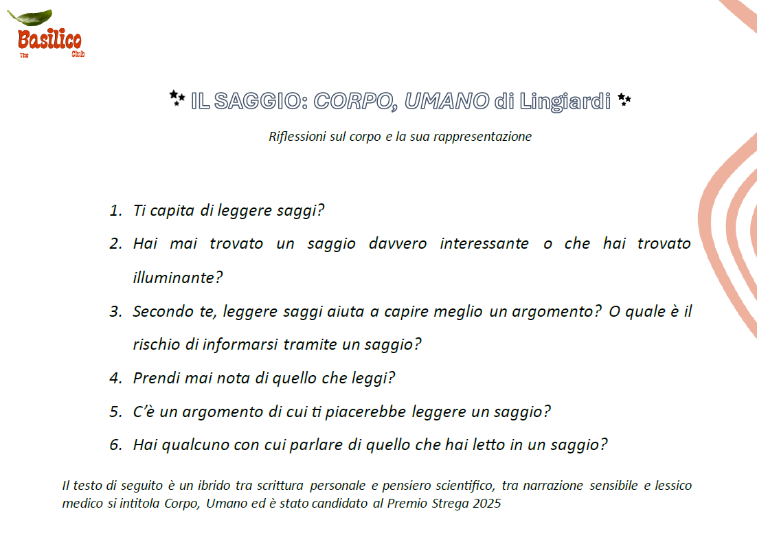 Il Saggio. Lavoro sul testo "Corpo, Umano"