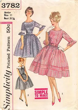Timeless Vintage Fashion Patterns Teen and Junior Vintage Simplicity Pattern #3782